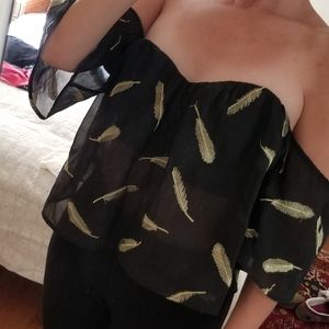 🍅Flowy sheer top w/banded bralette